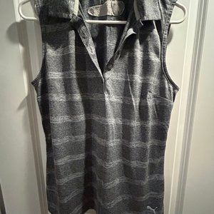Women's Puma Gray Stripped Golf Shirt - Dell Technologies Championship